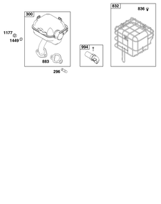 Exhaust Group Diagram and Parts List for 130G32-0120-H5 100000 - 19Z999 Briggs and Stratton Engine